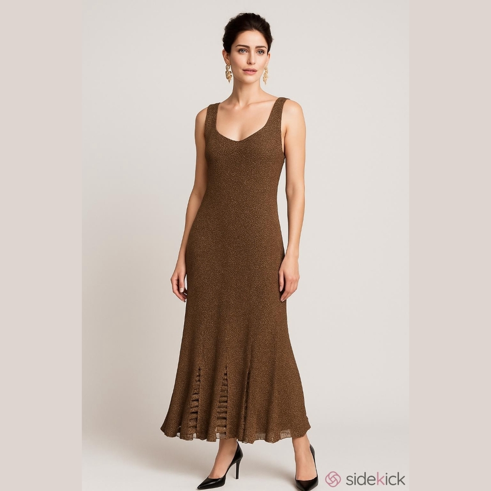 DAMIANOU STUNNING VINTAGE METALLIC GOLD MESH DRESS SIZE MEDIUM